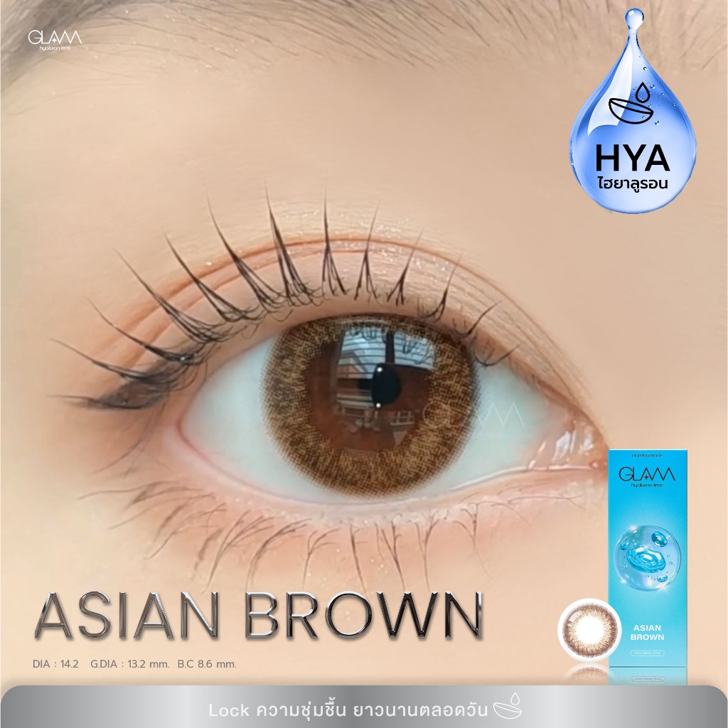 *ใส่โค้ด GLAMDEC ลด 45.-* GLAM [Hyaluron Lens ] เลนส์ไฮยาลูรอน ดีที่สุดสำหรับคนตาแห้ง รุ่น Asian Brown
