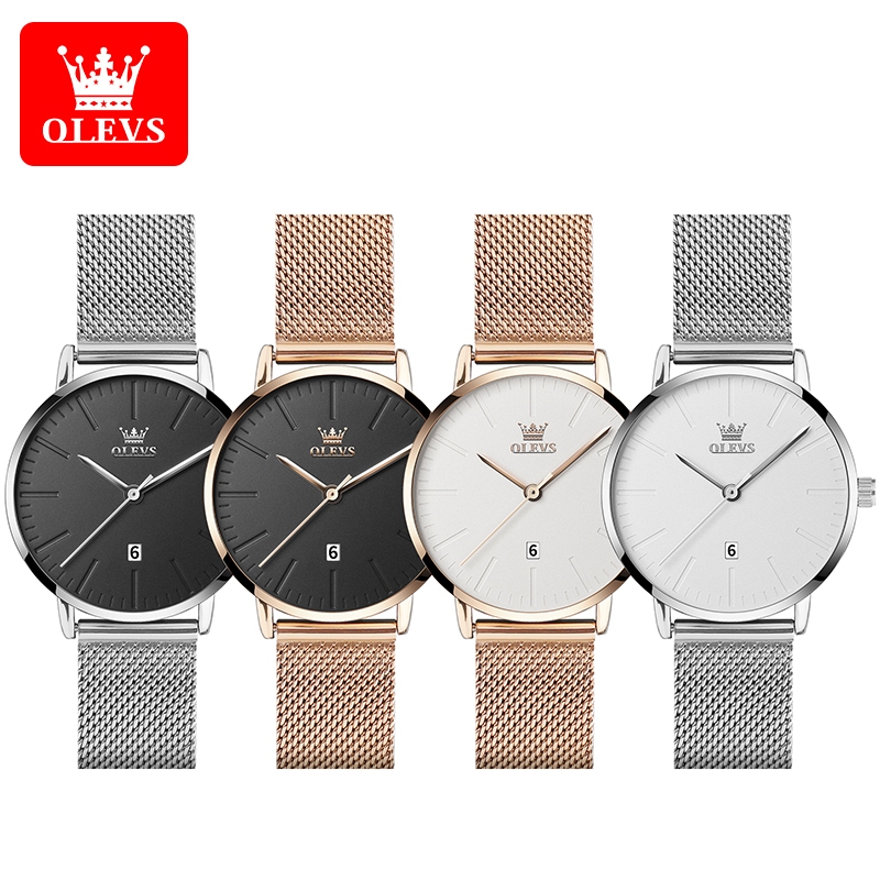 OLEVS นาฬิกาผู้หญิง แท้ 100% สายสเตนเลส แบบกันน้ำ หน้าปัดเล็ก สำหรับผู้หญิง นาฬิกาควอตซ์