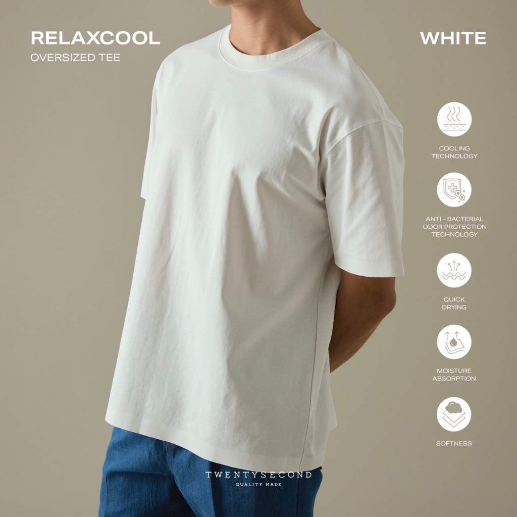 TWENTYSECOND เสื้อยืดเย็นแขนสั้น Seamless รุ่น RelaxCool Oversize Tee - ขาว / White