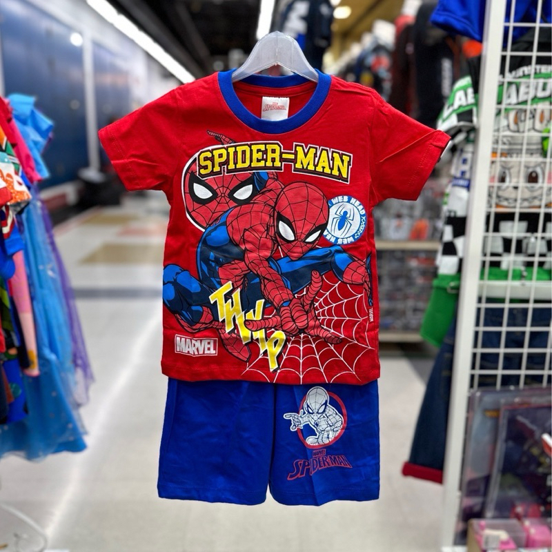 ชุดเด็กsuperhero สไปเดอแมน ไดโนเสาร์ชุดคอกลมผ้าcotton1-2-3พร้อมส่ง