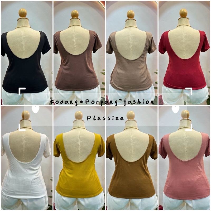 เสื้อสาวอวบร้านแป้งแฟชั่น❤️เสื้อทรงเว้าหลัง อก38-46 ความยาว24 ผ้าร่องยืด