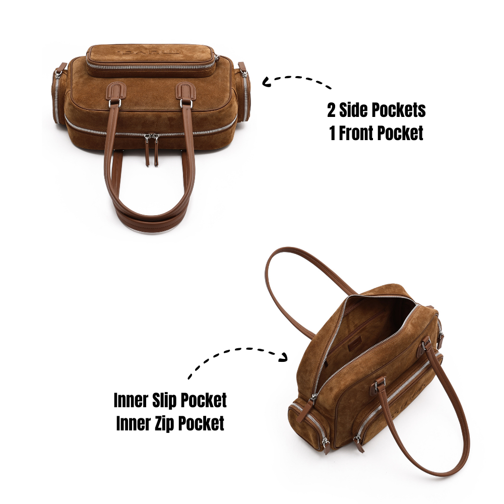 JAM | MUVA - Boxy Suede - กระเป๋าสะพายข้าง หนังกลับ ทรงกล่อง