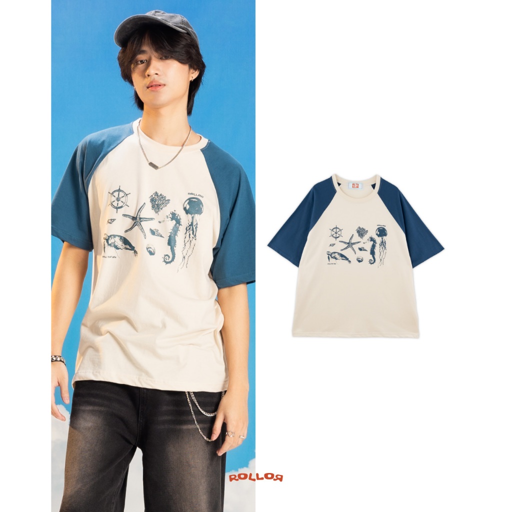 ROLLOR - เสื้อยืด เเขนสั้น Oversized รุ่น ROLL THE SEA