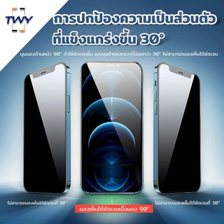 TWY ฟิล์มกระจก กันมอง กันเสือก แบบใส เต็มจอ for iphone 16 16pro 16plus 16promax 15 14 13 plus pro Max 12 11 pro max Xr