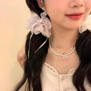 COD❤️ยางรัดผมใหญ่โบว์ริบบิ้นลูกไม้หวานแฟชั่นสไตล์เกาหลีความยืดหยุ่นสูงหางม้าเครื่องประดับผมสำหรับผู้หญิง-a.one