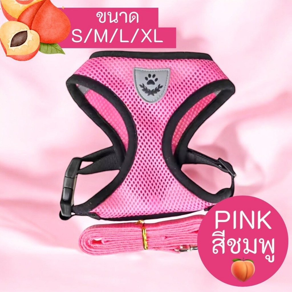 เสื้อตาข่ายสายจูงรัดอกสัตว์เลี้ยง หมาแมว 4 สี 4 ขนาด ปรับขนาดได้ สำหรับสัตว์เลี้ยงขนาดเล็ก - รูปที่ 5