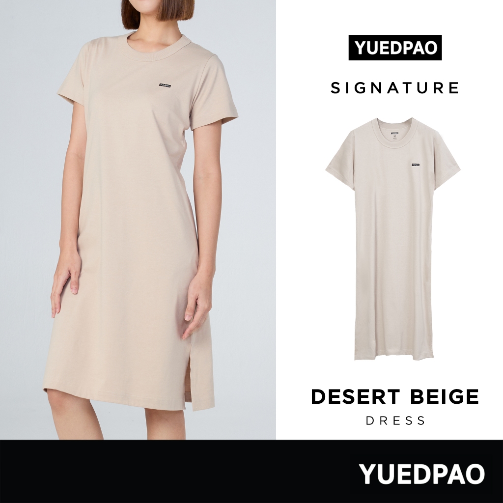 Yuedpao Signature Dress Summer ผ้าหนาทรงสวย ยับยากรีดง่าย เสื้อยืดเปล่า ชุดเดรส สี Desert Beige