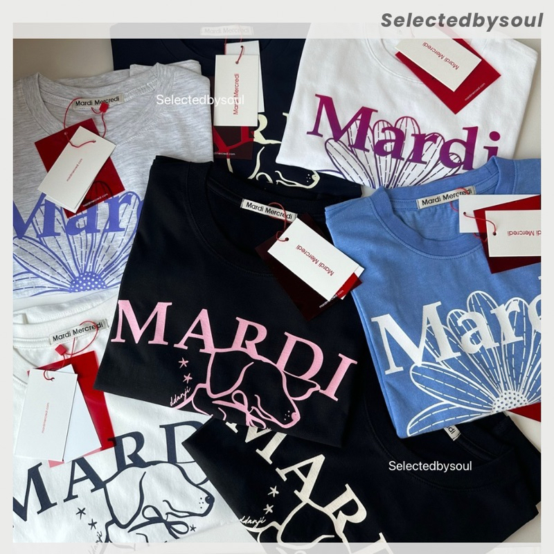 [พร้อมส่ง] Mardi Mercredi SLIM TSHIRT FLOWERMARDI/SWING THE TAIL DDANJI ของแท้100% เสื้อนำเข้าจากเกาหลี