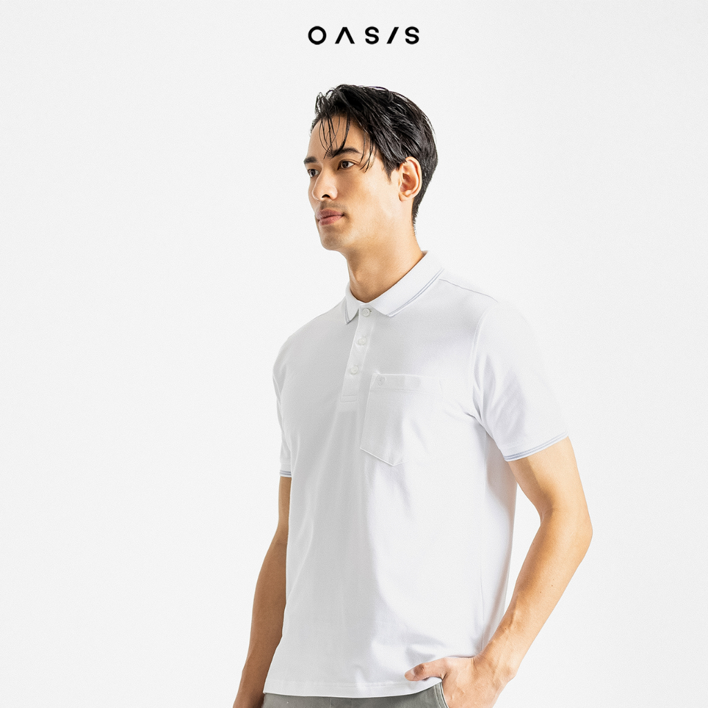 OASIS เสื้อโปโล โปโล ผู้ชาย แขนสั้น ผ้าคอตตอน สแปนเดกซ์ รุ่น MPSV-1959  มีกระเป๋า โทนสีสุภาพใส่ได้ทุกโอกาศ