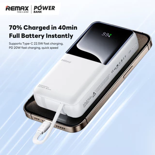 【New! CCC Certified】 Remax Power Bank RPP-680 20000mAh แบตสำรอง สายชาร์จในตัว Type-C / L ชาร์จไว มอก. ประกันศูนย์ไทย
