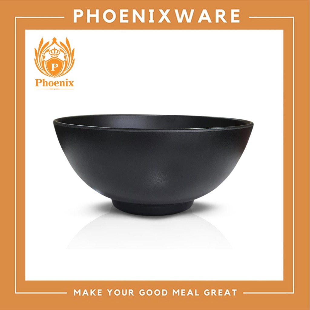 ชามโคม 7 - 8 นิ้ว เมลามีน สีดำ ทรงกลม Phoenix F176607 F176708
