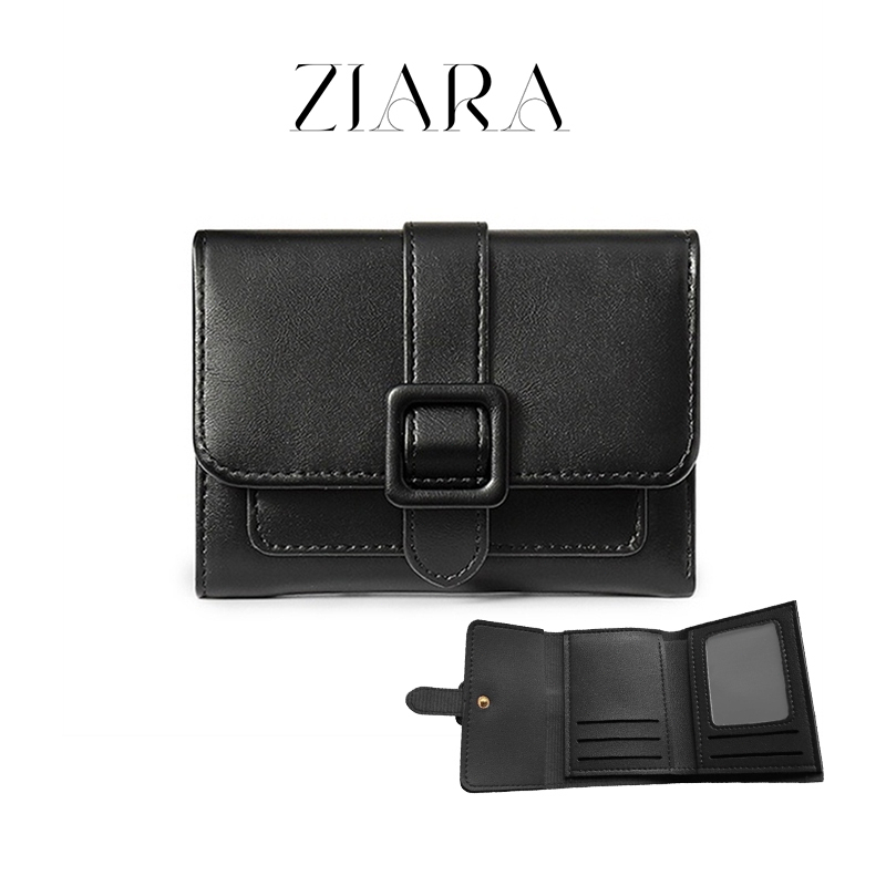ZIARA 2024 กระเป๋าสตางค์สไตล์ใหม่ปุ่มสั้นเรียบง่ายหนังนุ่มบางเงินคลิปหนังวินเทจกระเป๋าสตางค์นักเรียน coin wallet atb