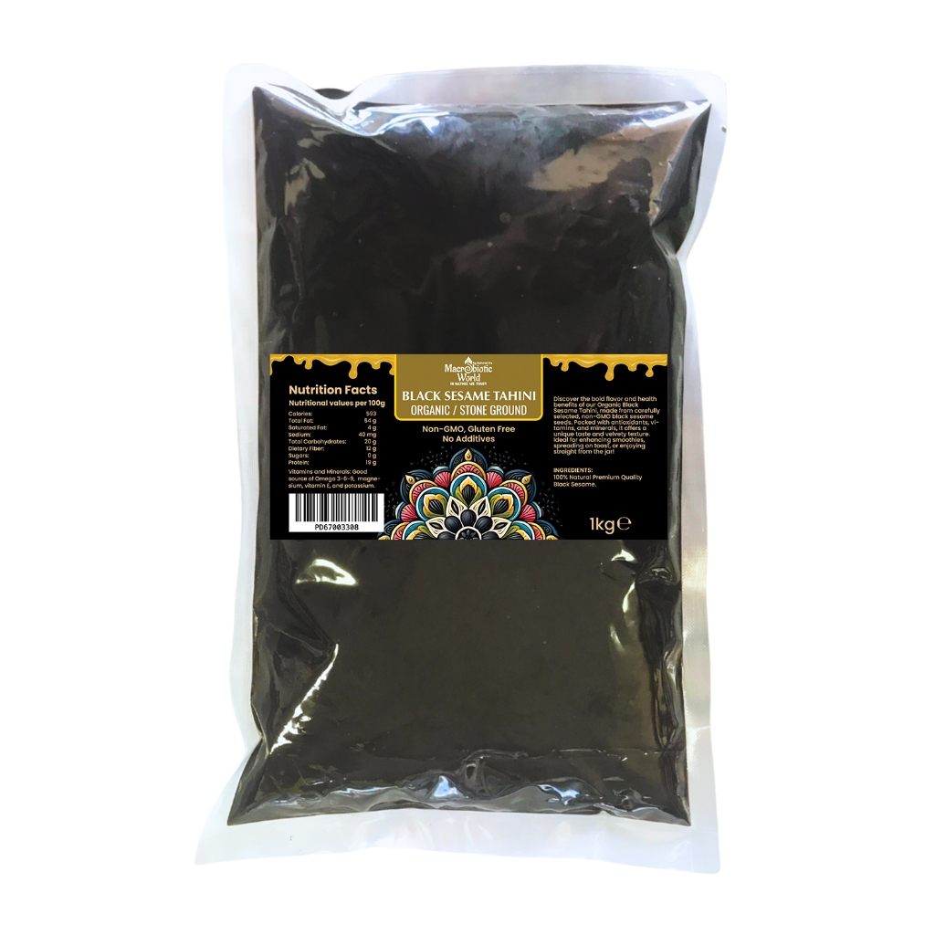 Organic/Bio Stone Ground Black Sesame Tahini | ซอสครีมทาฮินีงาดำ 1Kg