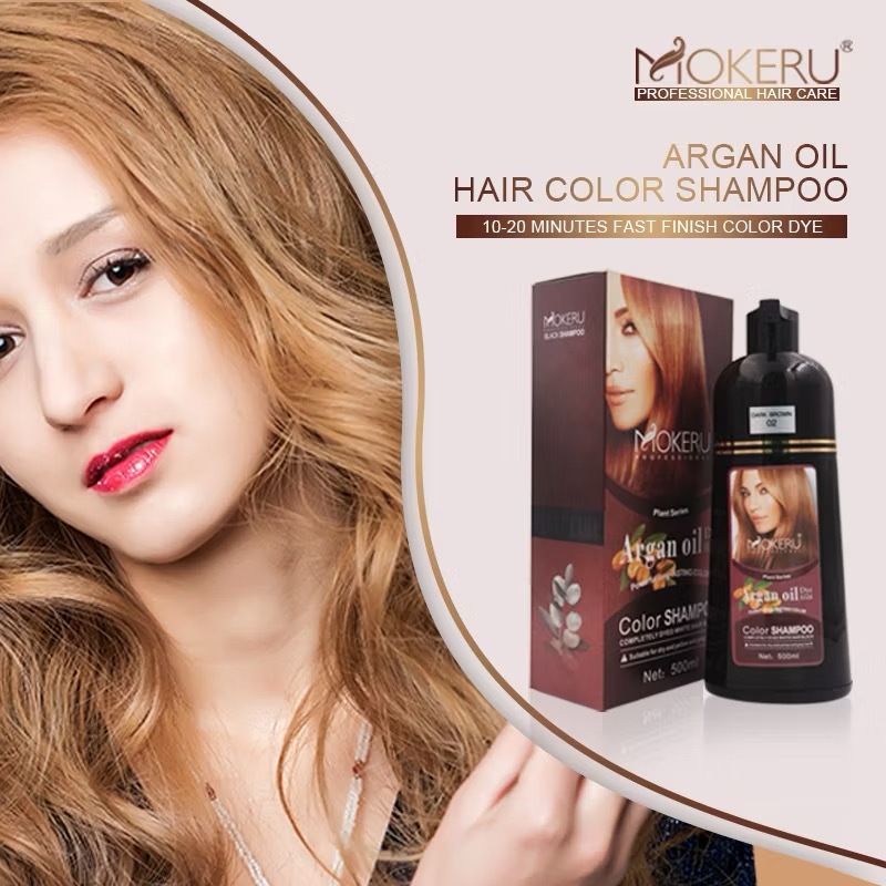 จัดส่งใน 24 ชม. ใหม่ Argan oil แชมพูปิดหงอก500มล.สีน้ำตาลเข็ม ให้ผมนุ่มเงางาม แชมพูปิดผมขาว แชมพูสมุนไพร ยาย้อมผมแบบสระ