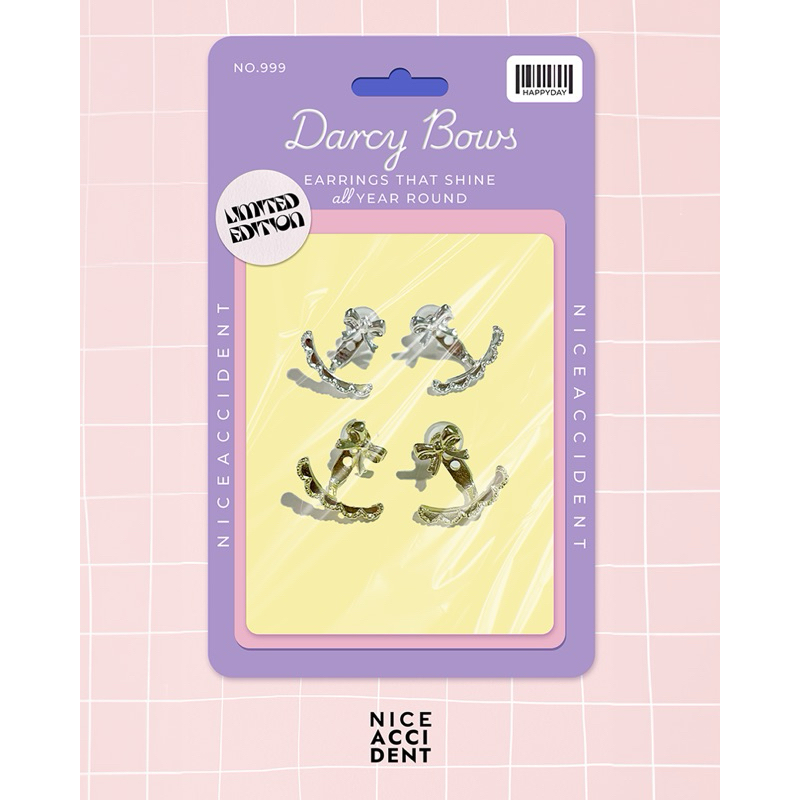 Nice Accident Darcy Bows | ต่างหูโบว์จิ๋ว แบบใส่แยกชิ้น มีระบายลูกไม้ด้านหลัง สวยหวานน่ารัก ก้านเป็น s925