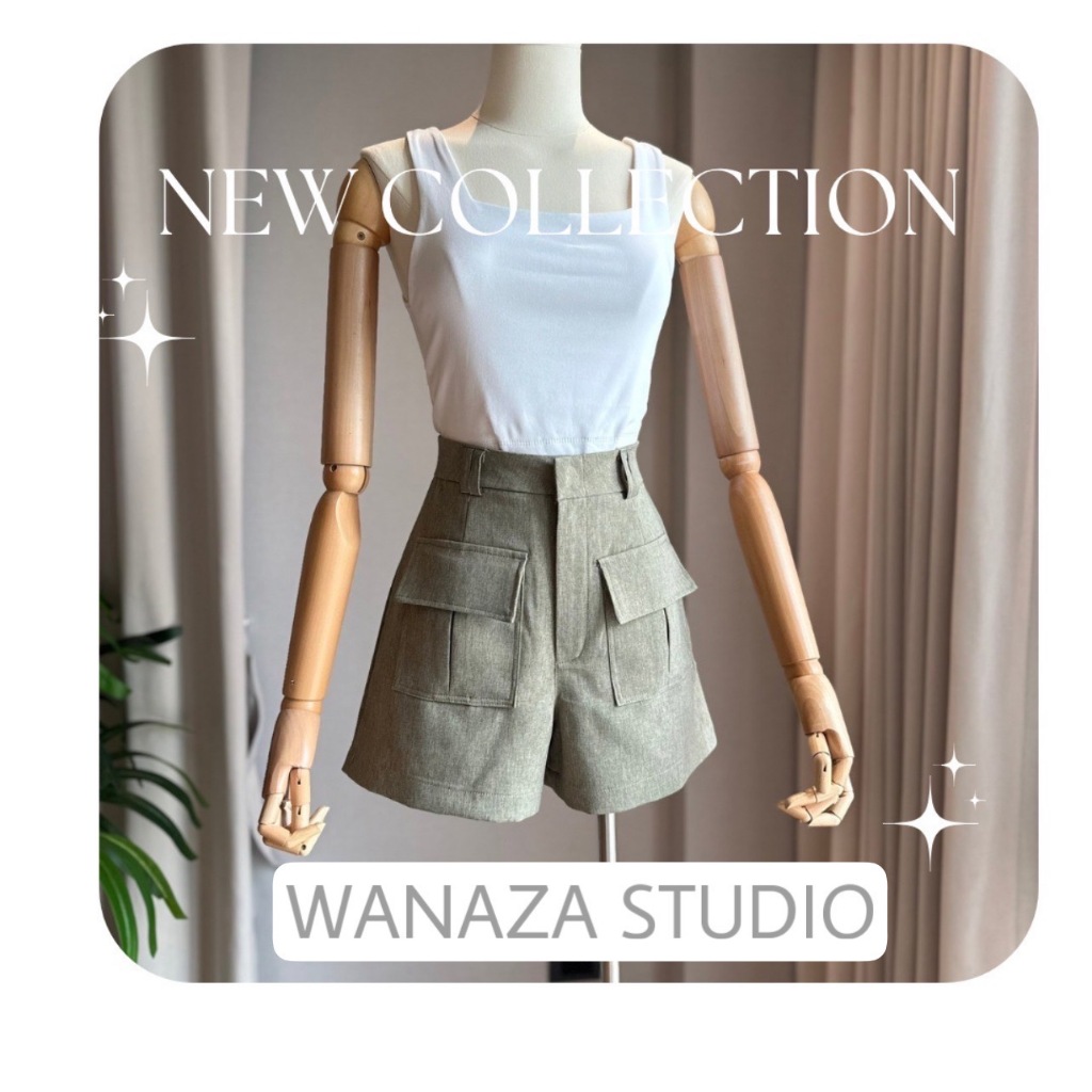 WS08 รุ่น Amity Shorts กางเกงขาสั้น กระเป๋าคาร์โก้ กางเกงเอวสูงเก็บพุง น่ารัก แมทช์เสื้อผ้าได้ทุกแนว