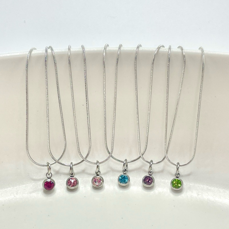 Piing me Stainless steel Zircon Pendant Necklace | สร้อยคอสแตนเลสพร้อมจี้เพทาย