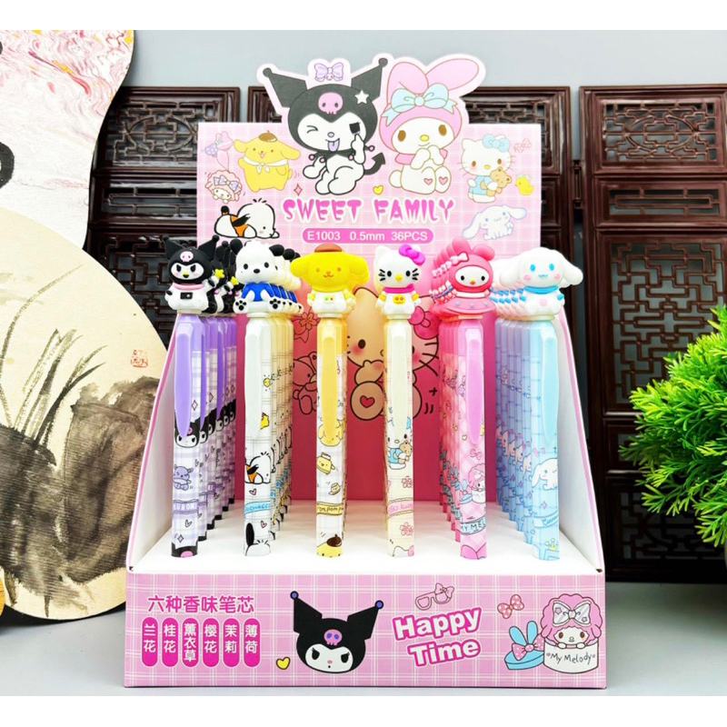 ปากกาหมึกเจล สีน้ำเงิน ลาย Sanrio 0.5mm หัวปากกามีตัวการ์ตูนน่ารักมากๆ น้ำหมึกดี เขียนชัด