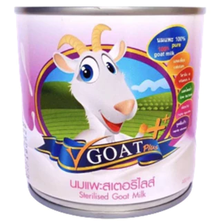 นมแพะสเตอริไลส์ Goat Plus สำหรับสัตว์เลี้ยง ขนาด 400 ml. 1 ลัง มี 12 กระป๋อง