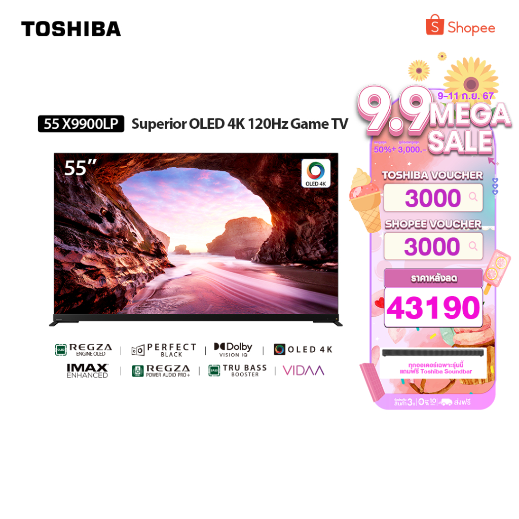 Toshiba TV 55X9900LP ทีวี 55 นิ้ว OLED 4K Ultra HD HDR10+ 120Hz Smart TV