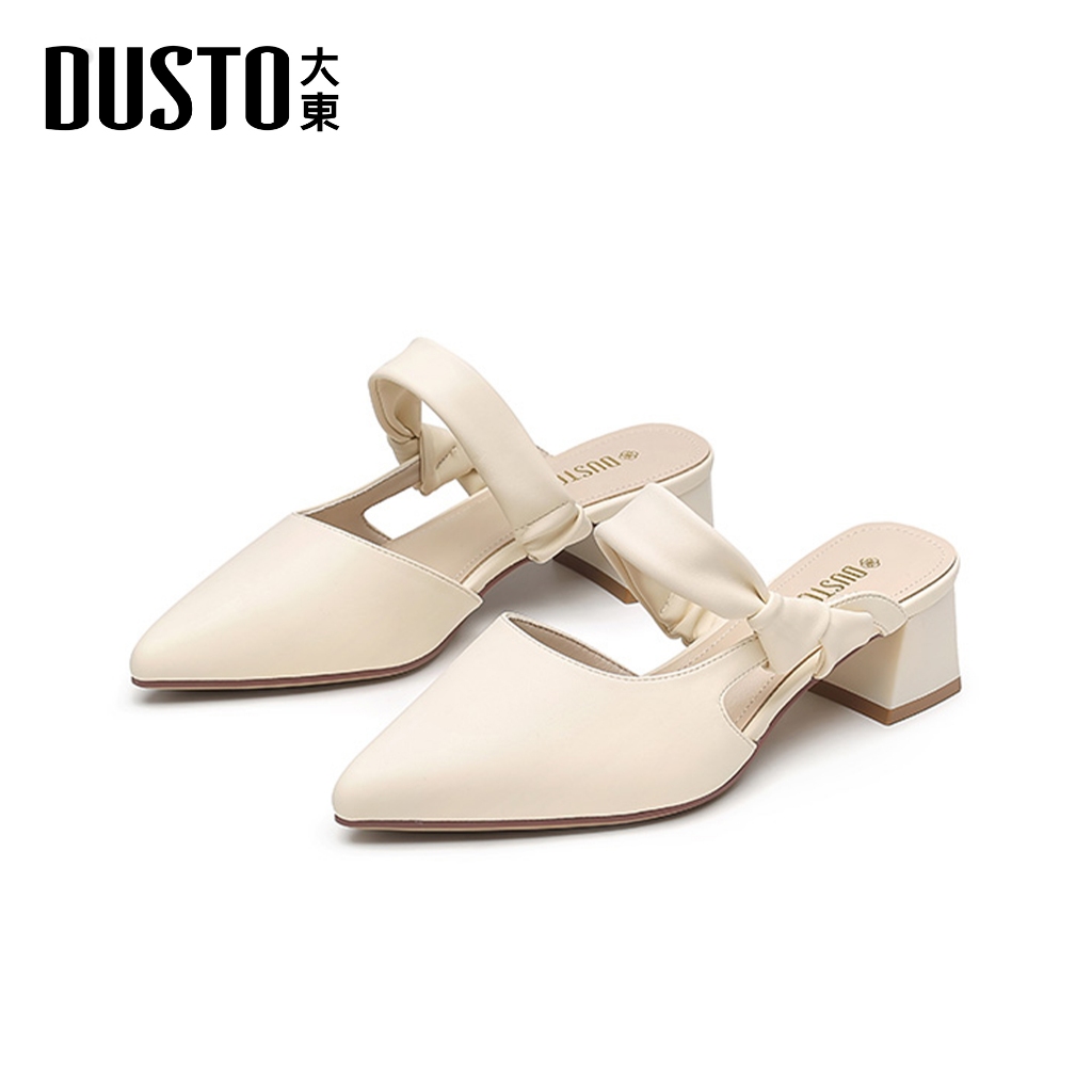DUSTO รองเท้าสตรีแฟชั่น เปิดส้นงานหัวแหลม เสริมส้นหนาใส่สบาย