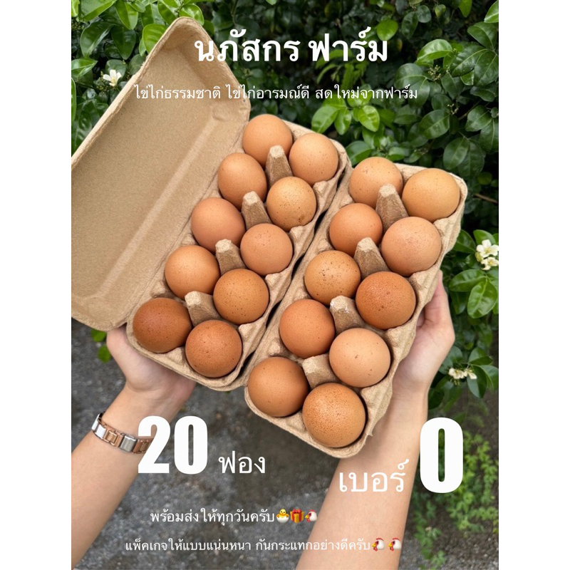 ไข่ไก่ธรรมชาติ เบอร์0 (20ฟอง)  ไข่แดงดีไม่เป็นน้ำ