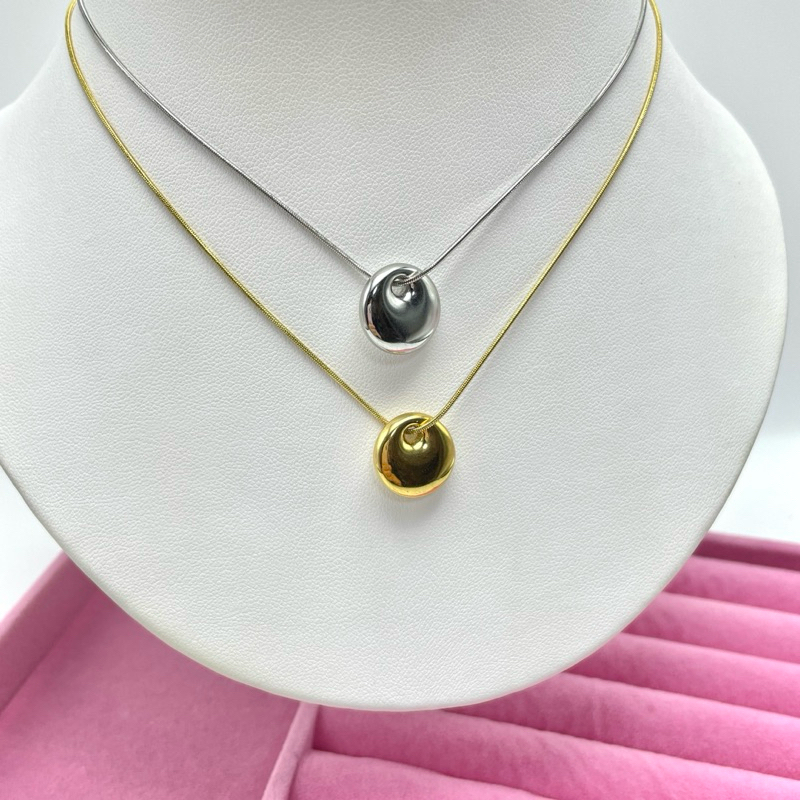 Piing me Stainless steel Circle Pendant Necklace | สร้อยคอสแตนเลสพร้อมจี้วงกลม