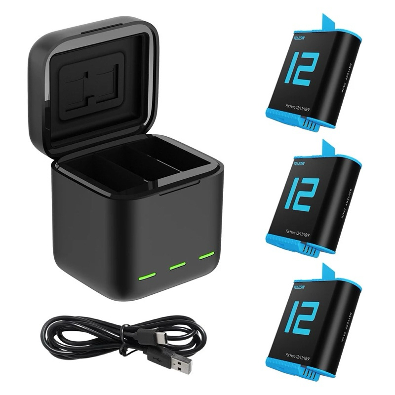 Telesin กล่องชาร์จGoPro 12 Battery Charger Smart Fast Charging Case 1750mAh GoPro Hero 12 Sport Cameraพร้อมส่ง