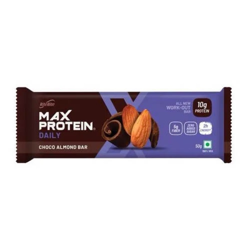Max Protein Choco Almond (50g) โปรตีนบาร์ โปรตีนอัดแท่ง รสช็อคโกอัลมอนด์ Healthy & Yummy ดีต่อสุขภาพ