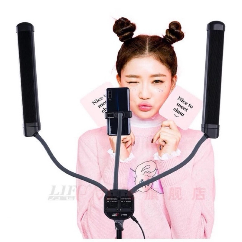 (พร้อมส่ง)ไฟคู่ไฟเติมแสง Led 3200K-4500K-5600K แขนคู่ ยืดหยุ่น 45W หรี่แสงได้ 3 โหมด พร้อมที่วางโทรศัพท์ สําหรับถ่ายภาพ ราคา ถูกที่สุด ดีลบีเคเค แกลเลอรีภาพที่ 2