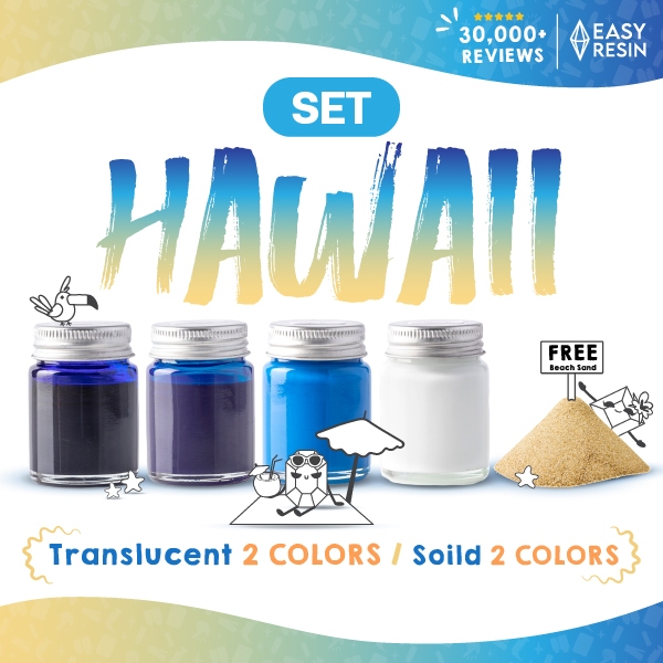 สีผสมเรซิ่น HAWAII SET เมทัลลิคประกาย สีสด ใช้กับเรซิ่นทุกชนิด -Easy Resin