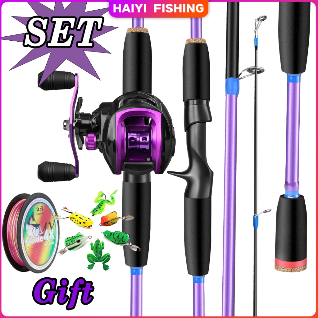 HAIYI FISHING ชุดรอกคันเบ็ดตกปลา 165 ซม. 180 ซม. 7.2:1 คันเบ็ดครบชุด พร้อมสายตกปลา และชุดอุปกรณ์ตกปลา คันตีเหยือปลอม