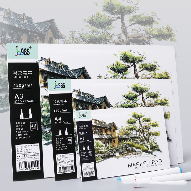 SKY สมุดวาดภาพสี MarkBook สมุดมาร์กเกอร์ สมุดสำหรับปากกามาร์กเกอร์ A3/A4/A5 กระดาษลงสีน้ำภาพวาดกราฟฟิตี 30แผ่น