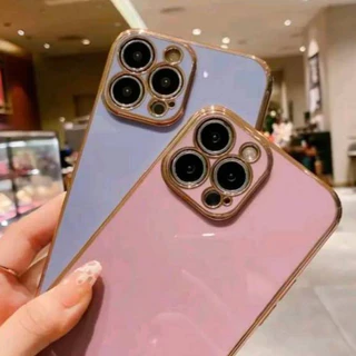 เคส TPU ขอบทอง สำหรับ iPhone 6 7 8 11 Pro max 12 12Pro max 13 13Promax 14Pro max 15Pro max สีสวย เรียบหรู ดูดี