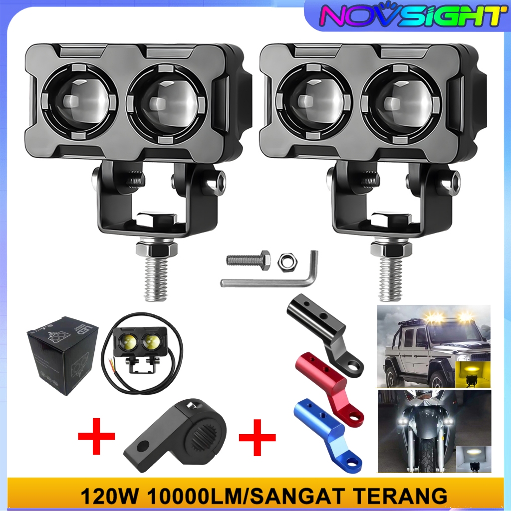 2PCS เลนส์สปอตไลท์เลนส์คู่ ไฟสปอร์ตไลท์ LED 12V-24V อลูมิเนียมผสม Spotlight 60W รถจักรยานยนต์ LED สีขาวแสงสีเหลือง