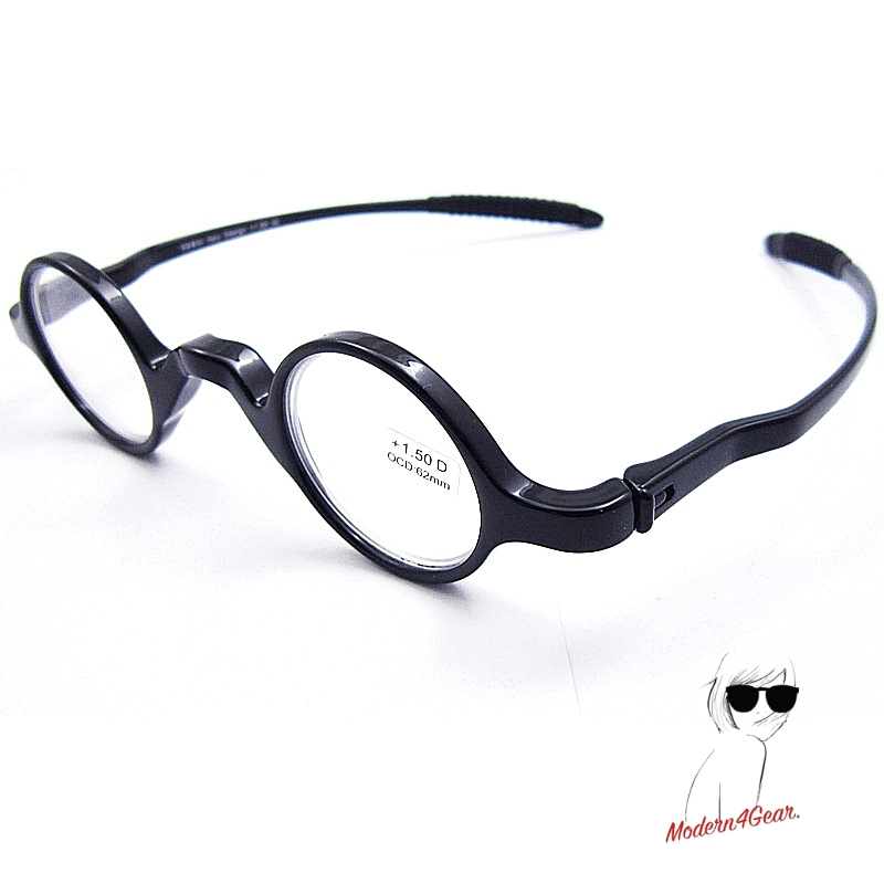 แว่นตาอ่านหนังสือทรง Vintage รุ่น TR702 Shadow black ( ดำเงา )