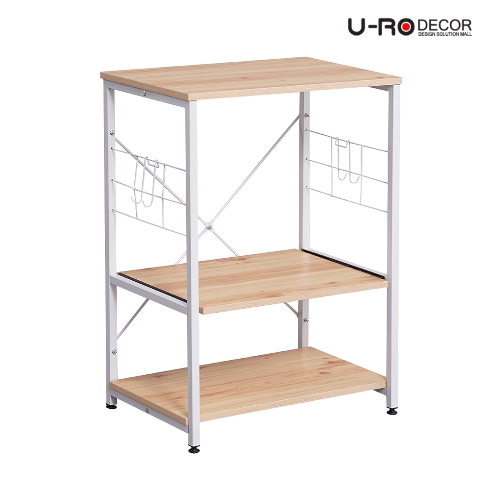 U-RO DECOR รุ่น SMART(สมาร์ท) ชั้นวางของเอนกประสงค์ (สีไลท์โอ๊ค/เฟรมสีขาว) ชั้นวางไมโครเวฟ มีความหนา 16 มม.  ชั้นวาง