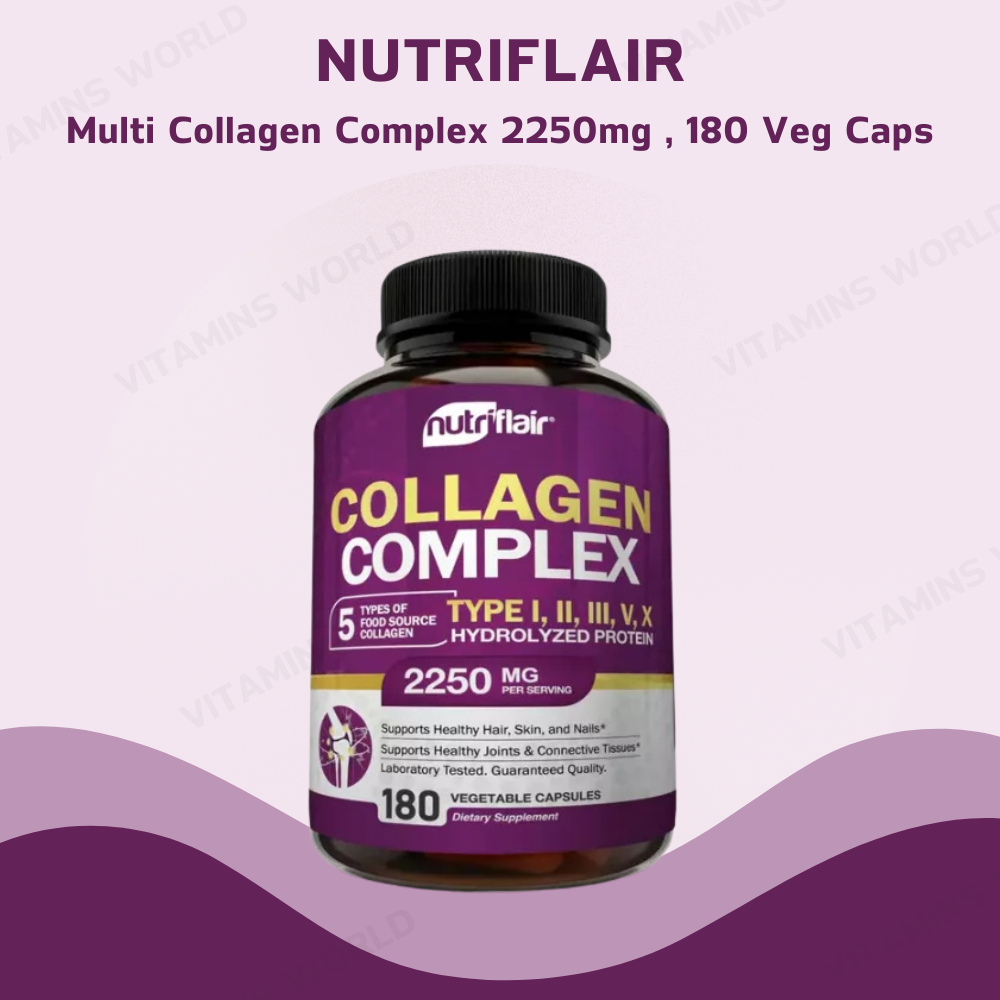 Nutriflair Multi Collagen Complex 2250mg - 180 Vegetable Capsules (V.364)