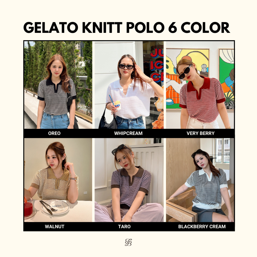 baae - gelato knitted polo เสื้อโปโลผ้านิตแขนสั้น 6 สี | สินค้าพร้อมส่งทุกสี
