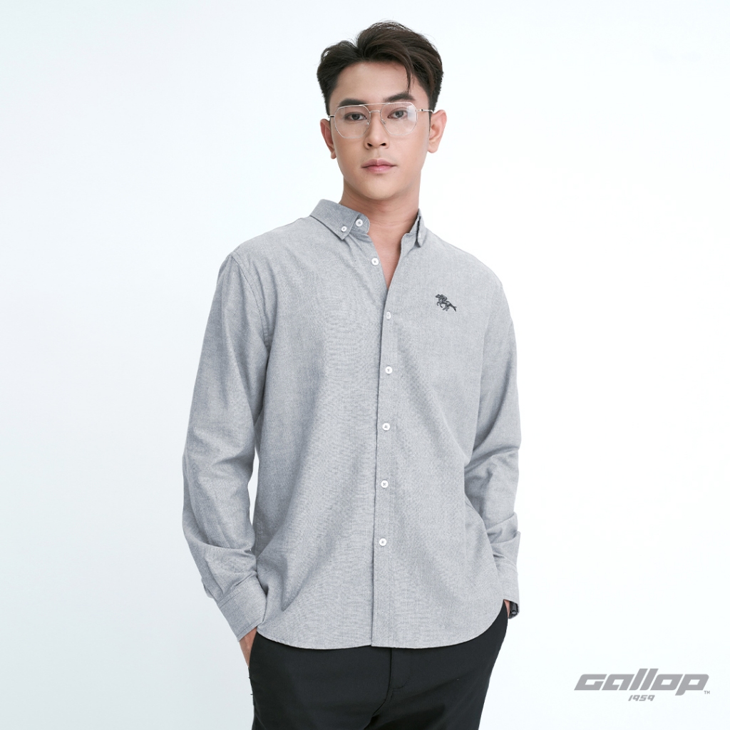 GALLOP : OXFORD CASUAL SHIRT เสื้อเชิ๊ตแขนยาว ผ้า OXFORD รุ่น GW9032 สี Neutral Grey - เทา / ราคาปกติ 2,190.-