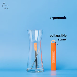 Ergonomic Collapsible Straw หลอดสแตนเลสพกพา พับเก็บได้ นิ่มไม่บาดปาก ไร้กลิ่น ปราศจากสาร BPA