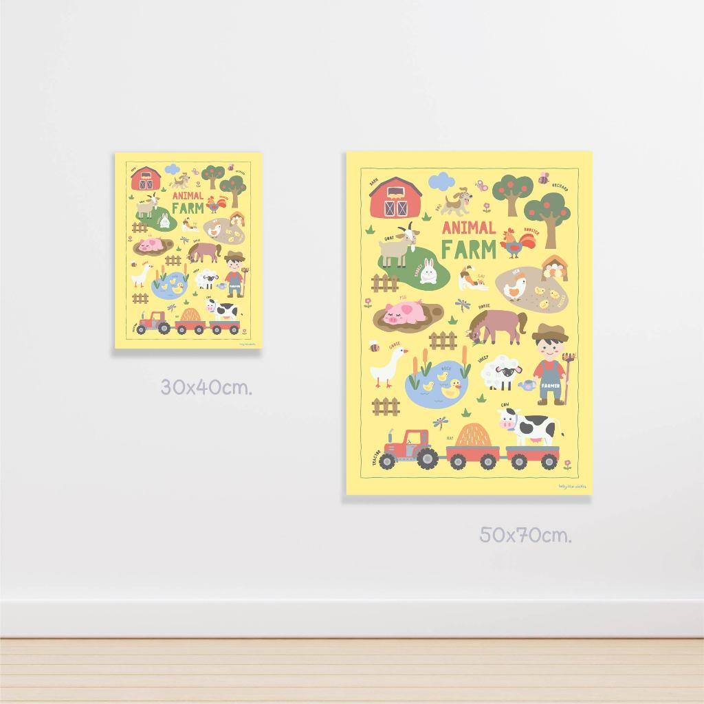 Baby Blue Whales โปสเตอร์สัตว์ฟาร์ม ผู้ชาย ใส่ชื่อได้ / Personalized Fram Animals (Boy) Poster [Pre-Order 7-14 วัน] - รูปที่ 3