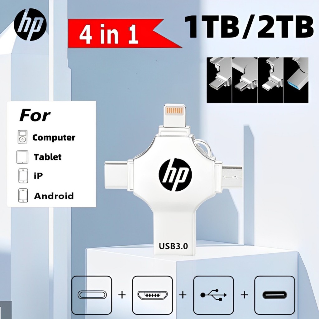 แฟลชไดรฟ์ 4in1 USB 3.0 OTG เครื่องอ่านการ์ดเมมโมรี่ การ์ดรีดเดอร์ Card Reader สําหรับ iOS แท็บเล็ต Android สมาร์ทโฟน