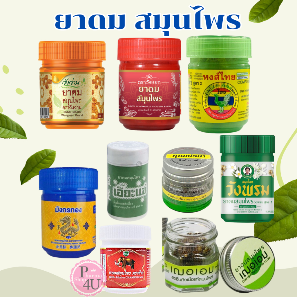 [สมุนไพรขายทั่วไป] ยาดมสมุนไพร หงส์ไทย /วังว่าน/วังหยก /ตราวังพรม/ตรามังกรทอง /เฌอเอม /ตราช้าง / เอี๊ยะแซ / คุณเปรมา