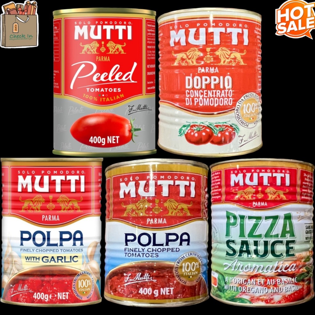 ของแท้ Mutti Peeled Tomato มุตติ มะเขือเทศปอกเปลือก , Double Concentrated Tomato มะเขือเทศบดละเอียด ชนิดเข้มข้น ซอส