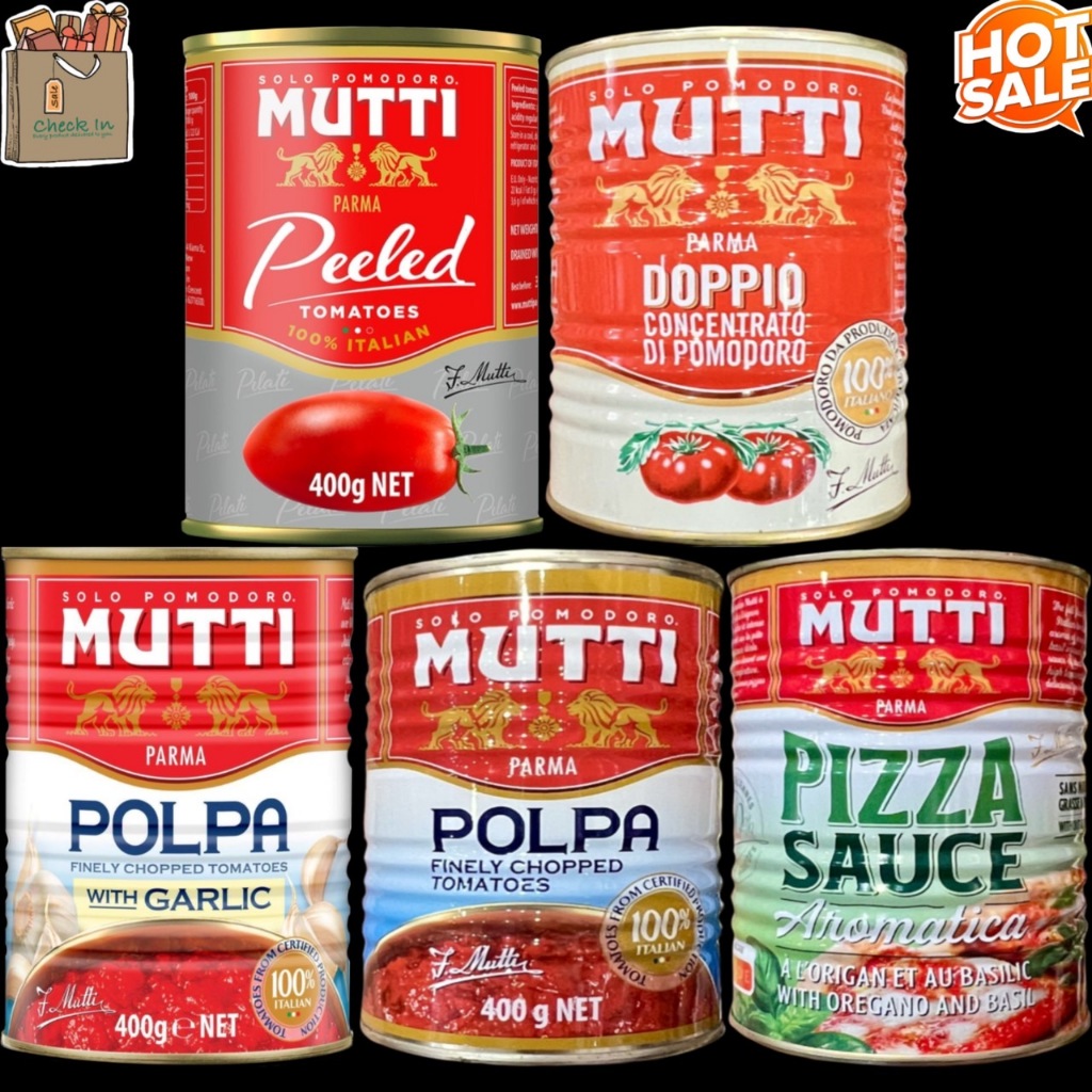 ของแท้ Mutti Peeled Tomato มุตติ มะเขือเทศปอกเปลือก , Double Concentrated Tomato มะเขือเทศบดละเอียด 