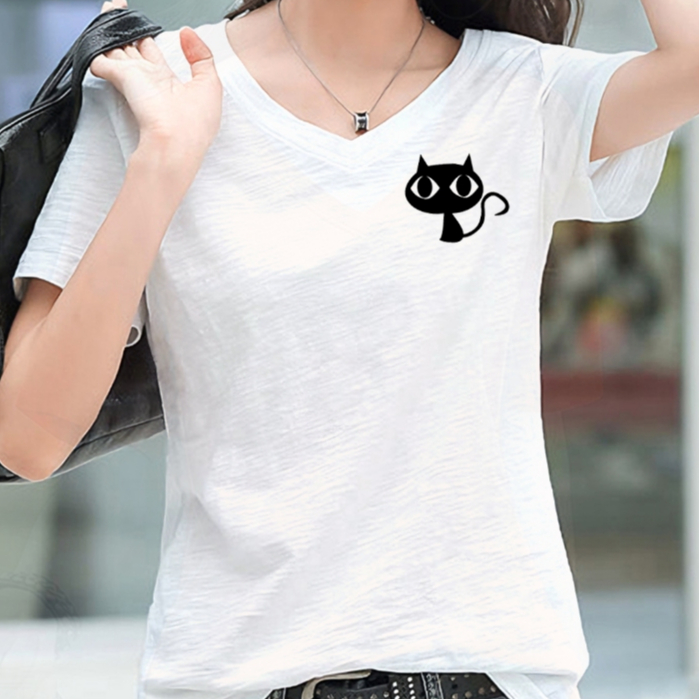[M-6XL] เสื้อแฟชั่นเกาหลี [Cat] ผ้า Cotton100% No.20 ดีไซน์สวยเก๋ High quality รุ่น C735