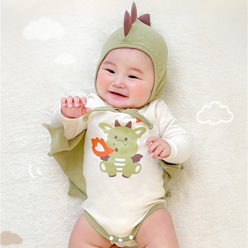 Babyculture สินค้าแนะนำ✨ พร้อมส่งจากไทย  ชุดมังกร บอดี้สูทเด็กไดโนเสาร์ ผ้าคอตตอนคุภาพดี รอมเปอร์เด็กเล็ก