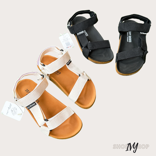 รองเท้าแตะ IVY SHOES รองเท้าวินเทจ แบบหุ้มข้อ (แนะนำลด1ไซส์*) ไบเก้น รัดส้นปรับสายได้ พื้นนุ่ม