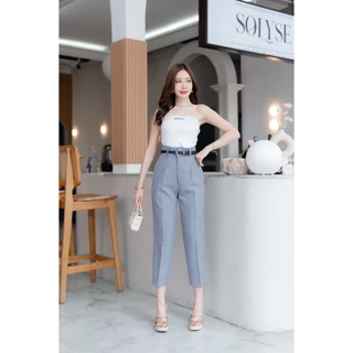 G95 กางเกง 8ส่วน ทรงบอย ตะขอหน้า ซิปหน้า ผ้าฟอร์ร่า เอวสูง มีตั้งเเต่ไซส์ S - 7XL Pants ผู้หญิง